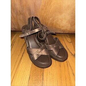 Kork Ease Ava Tan Leather Wedge Platform Sandal Women Size 7 M Buckle Cork